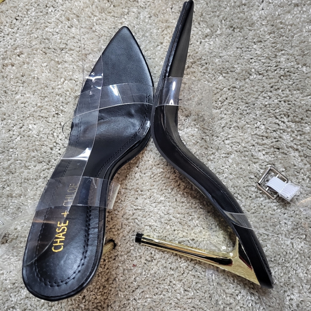 CHASE + CHLEO Pointed Toe Clear Stiletto Heel